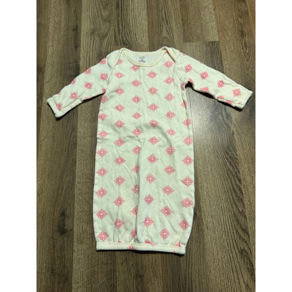 Touched by Nature Gown Baby Unisex 0-6M Cream Pink Sleeper Medallion Organic